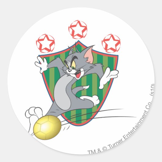 Tom en Jerry Soccer (Football) 9 Ronde Sticker (Voorkant)