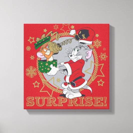 Tom en Jerry Surprise Gift Canvas Afdruk (Voorkant)