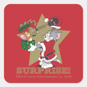 Tom en Jerry Surprise Gift Vierkante Sticker