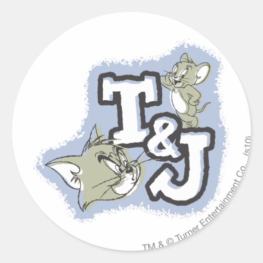Tom en Jerry T&J Logo Ronde Sticker (Voorkant)