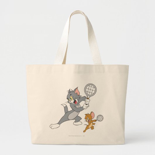 Tom en Jerry Tennis Stars 1 Grote Tote Bag (Voorkant)