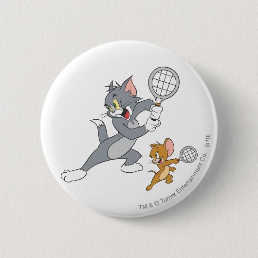 Tom en Jerry Tennis Stars 1 Ronde Button 5,7 Cm (Voorkant)