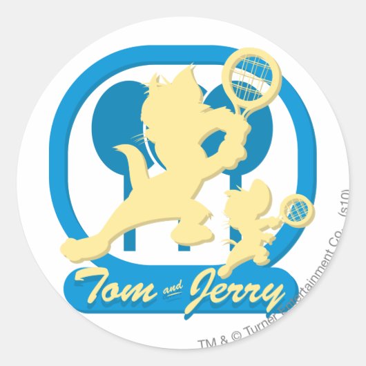 Tom en Jerry Tennis Stars 3 Ronde Sticker (Voorkant)
