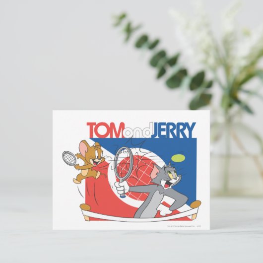 Tom en Jerry Tennis Stars 4 Briefkaart (Staand voorkant)