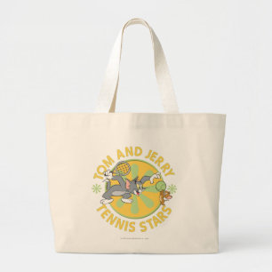 Tom en Jerry Tennis Stars 5 Grote Tote Bag