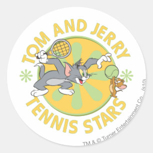 Tom en Jerry Tennis Stars 5 Ronde Sticker