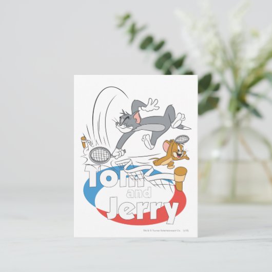 Tom en Jerry Tennis Stars 7 Briefkaart (Staand voorkant)