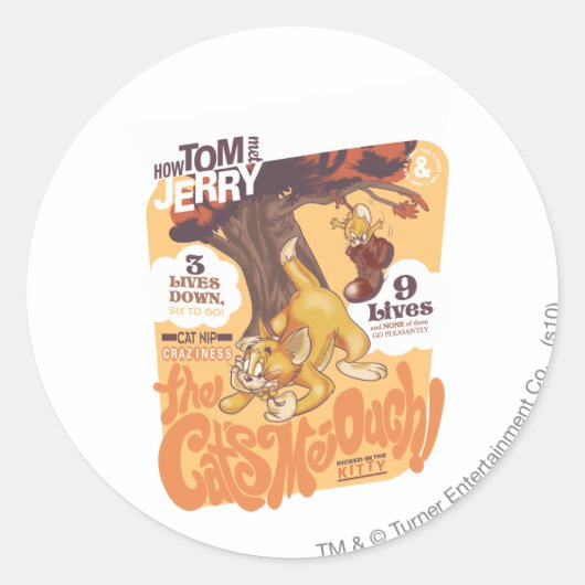 Tom en Jerry The Cats Me-Ouch Ronde Sticker (Voorkant)