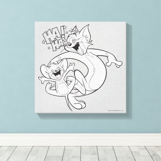 Tom en Jerry | Tom en Jerry Laughing Canvas Afdruk (Insitu (Houten vloer))
