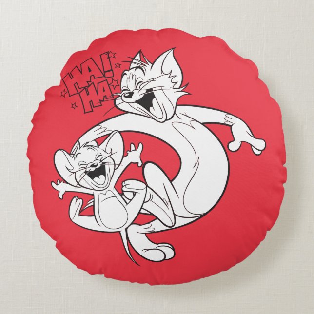 Tom en Jerry | Tom en Jerry Laughing Rond Kussen (Voorkant)