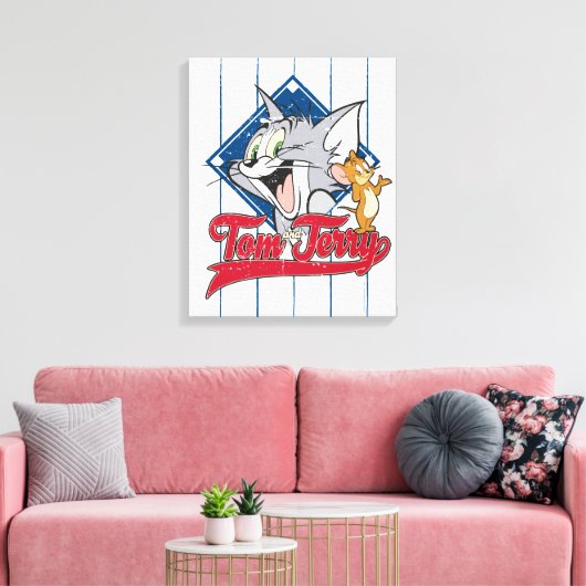 Tom en Jerry | Tom en Jerry op Baseball Diamond Canvas Afdruk (Insitu (Woonkamer))