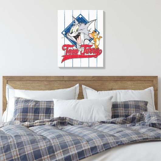 Tom en Jerry | Tom en Jerry op Baseball Diamond Canvas Afdruk (Insitu (Slaapkamer))
