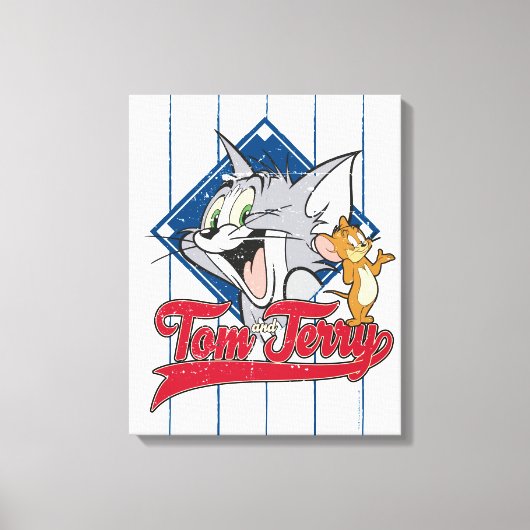 Tom en Jerry | Tom en Jerry op Baseball Diamond Canvas Afdruk (Voorkant)