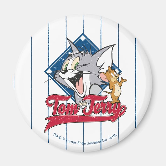 Tom en Jerry | Tom en Jerry op Baseball Diamond Magneet (Voorkant)