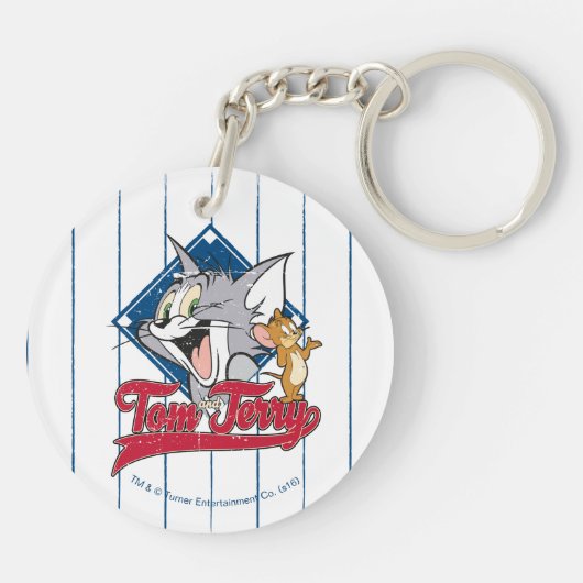 Tom en Jerry | Tom en Jerry op Baseball Diamond Sleutelhanger (Achterkant)