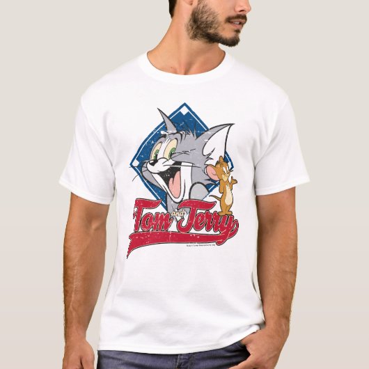Tom en Jerry | Tom en Jerry op Baseball Diamond T-shirt (Voorkant)