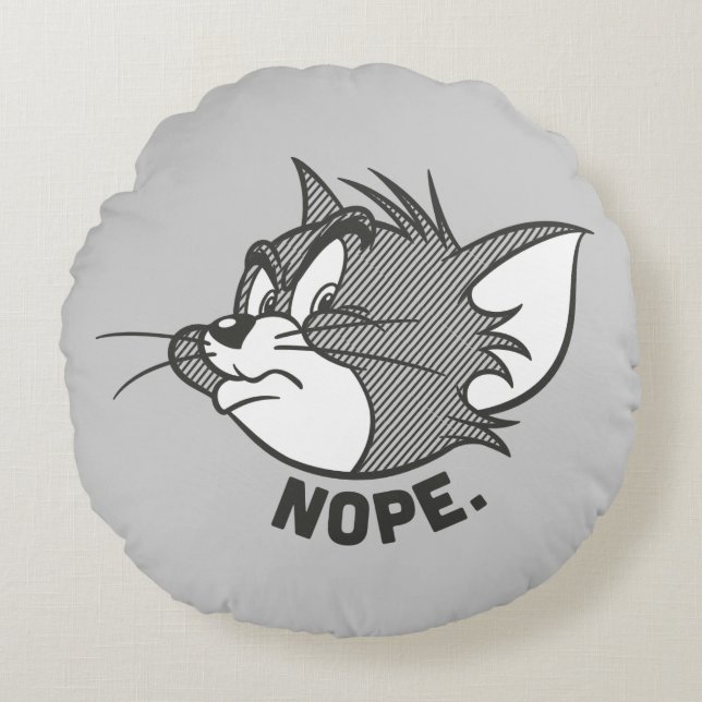 Tom en Jerry | Tom Says Nope Rond Kussen (Voorkant)