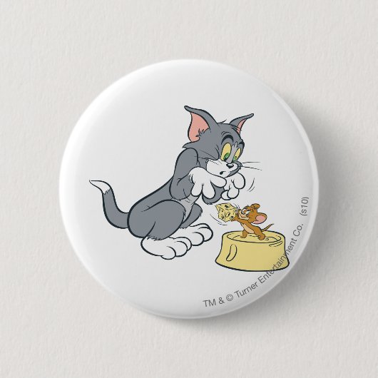 Tom en Jerry voeren de kat Ronde Button 5,7 Cm (Voorkant)