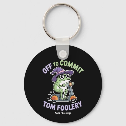 Tom Foolery Frog Grappige meme Sleutelhanger (Voorkant)