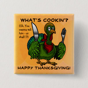 Tom Foolery Funny Thanksgiving Pin Vierkante Button 5,1 Cm