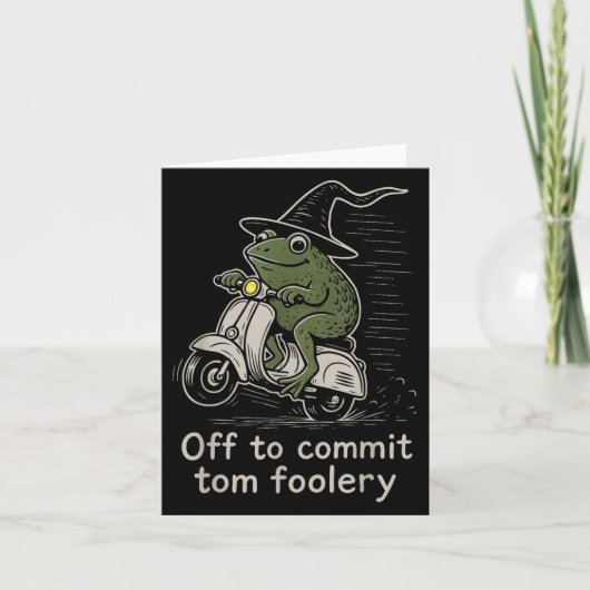 Tom Foolery Grappige Kikker Heksenscooter Kaart (Voorkant)