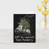 Tom Foolery Grappige Kikker Heksenscooter Kaart (Gele Bloem)