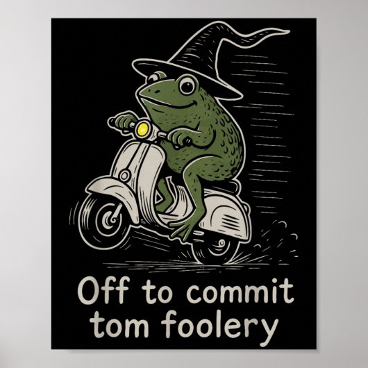 Tom Foolery Grappige Kikker Heksenscooter Poster (Voorkant)