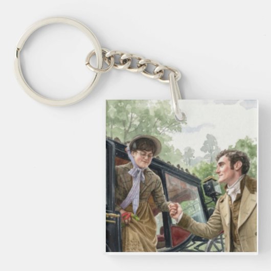 Tom helpt Mary uit een koets Sleutelhanger (voorkant)