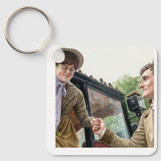 Tom helpt Mary uit een koets Sleutelhanger (Voorkant)