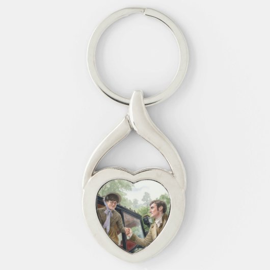 Tom helpt Mary uit een koets Sleutelhanger (Voorkant)