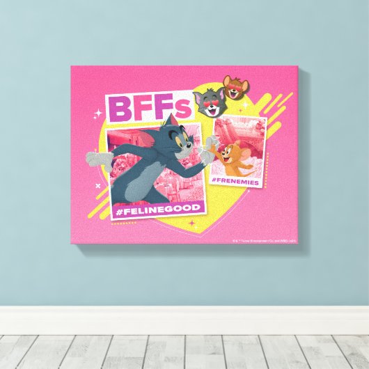 Tom & Jerry BFFs Foto Emoji Collage Canvas Afdruk (Insitu (Houten vloer))