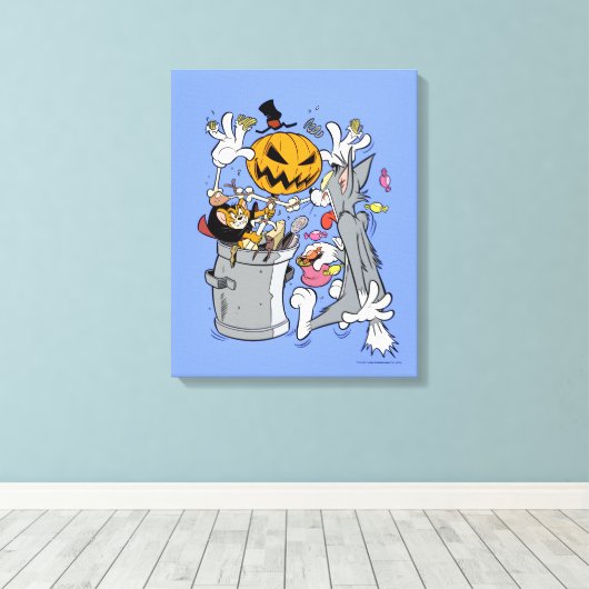 Tom & Jerry | Boo aan Tom Canvas Afdruk (Insitu (Houten vloer))