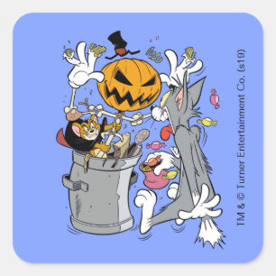 Tom & Jerry   Boo aan Tom Vierkante Sticker