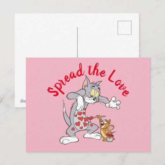 Tom & Jerry die Valentijn schildert Feestdagenkaart (Voorkant / Achterkant)