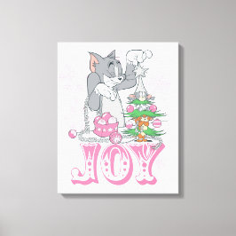 Tom, Jerry en Nibbles die Joy decorteren Canvas Afdruk
