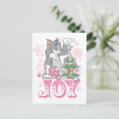 Tom, Jerry en Nibbles die Joy decorteren Feestdagenkaart (Staand voorkant)