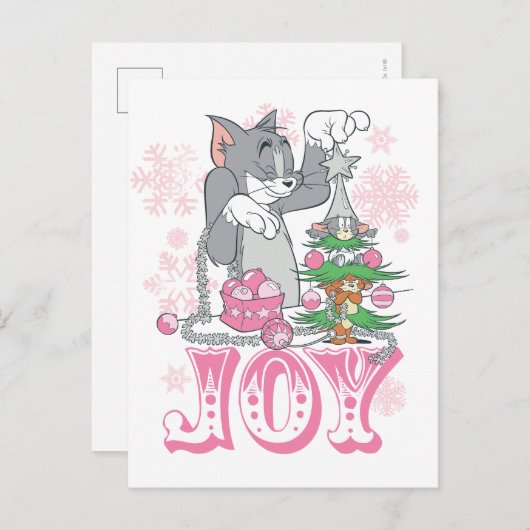 Tom, Jerry en Nibbles die Joy decorteren Feestdagenkaart (Voorkant / Achterkant)