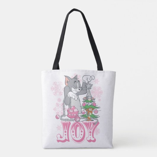 Tom, Jerry en Nibbles die Joy decorteren Tote Bag (Achterkant)