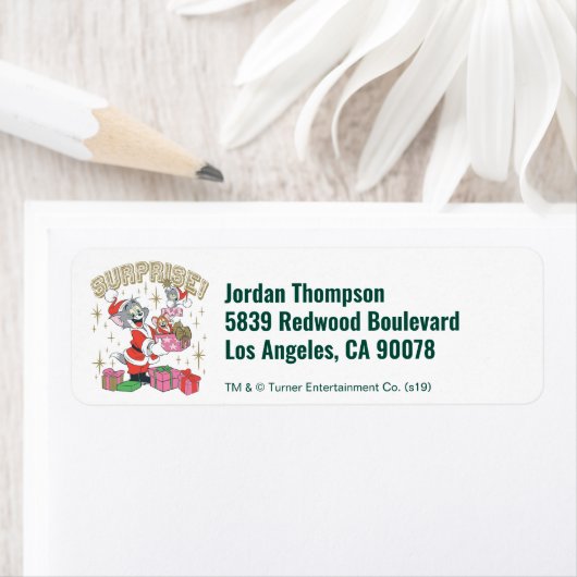 Tom, Jerry en Nibbles Holiday Surprise Etiket (Insitu)