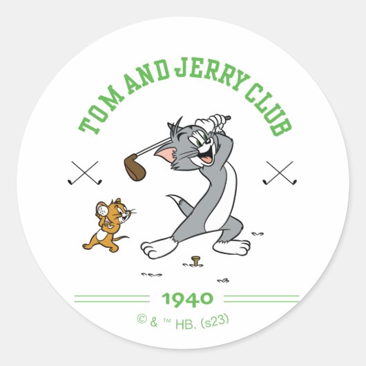 Tom & Jerry Golfing Club 1940 Ronde Sticker (Voorkant)