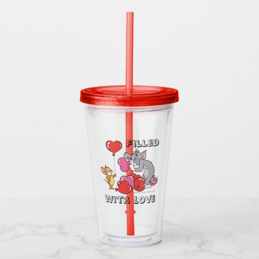 Tom & Jerry Inflate Valentijn Heart Balloons Acryl Drinkbeker (Voorkant)
