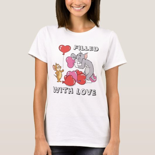 Tom & Jerry Inflate Valentijn Heart Balloons T-shirt (Voorkant)