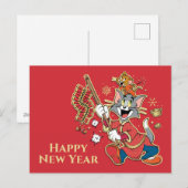 Tom & Jerry Lighting Fireckers Feestdagenkaart (Voorkant / Achterkant)