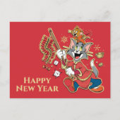 Tom & Jerry Lighting Fireckers Feestdagenkaart (Voorkant)