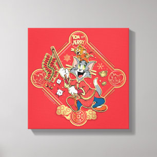 Tom & Jerry Lighting Firecrackers Canvas Afdruk