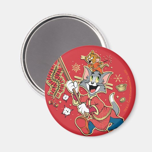 Tom & Jerry Lighting Firecrackers Magneet (Voorkant / Achterkant)