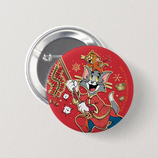 Tom & Jerry Lighting Firecrackers Ronde Button 5,7 Cm (Voorkant /achterkant)