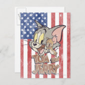 Tom & Jerry met Amerikaanse vlag Briefkaart (Voorkant / Achterkant)