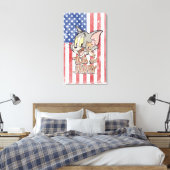 Tom & Jerry met Amerikaanse vlag Canvas Afdruk (Insitu (Slaapkamer))