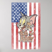 Tom & Jerry met Amerikaanse vlag Poster (Voorkant)